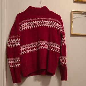 Christian Siriano Red and White Turtleneck Sweater